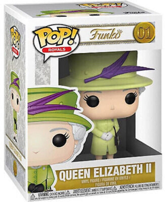 FUNKO POP ROYALS 01  QUEEN ELIZABETH II  GREEN SUIT 9 CM