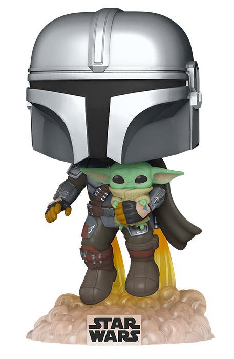 ACTION FIGURE FUNKO POP 402 MANDALORIAN FLYING WITH CHILD 9 CM